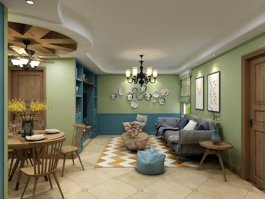 薄荷清香的田園風(fēng)格80平米三居室裝修效果圖 薄荷清香的田園風(fēng)格80平米三居室裝修效果圖