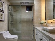 黑白時尚美式風(fēng)格80平米一居室衛(wèi)生間浴室柜裝修效果圖