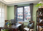 優(yōu)雅淡黃美式風格140平米四居室書房窗戶裝修效果圖