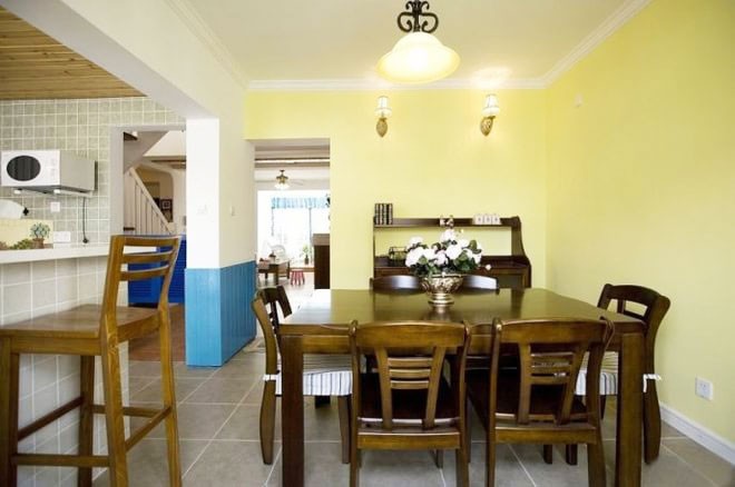 清新的地中海風格90平米小復(fù)式餐廳裝修效果圖