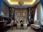 時尚現(xiàn)代中式風(fēng)格100平米三居室客廳背景墻裝修效果圖