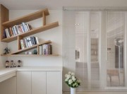 清新原木現(xiàn)代簡(jiǎn)約風(fēng)格80平米二居室書房背景墻裝修效果圖