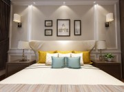 柔和簡(jiǎn)約美式130平二居室臥室背景墻裝修效果圖 柔和簡(jiǎn)約美式130平二居室臥室背景墻裝修效果圖