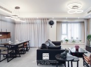 龍湖獅山原著現(xiàn)代簡約復(fù)式客餐廳裝修實(shí)景案例