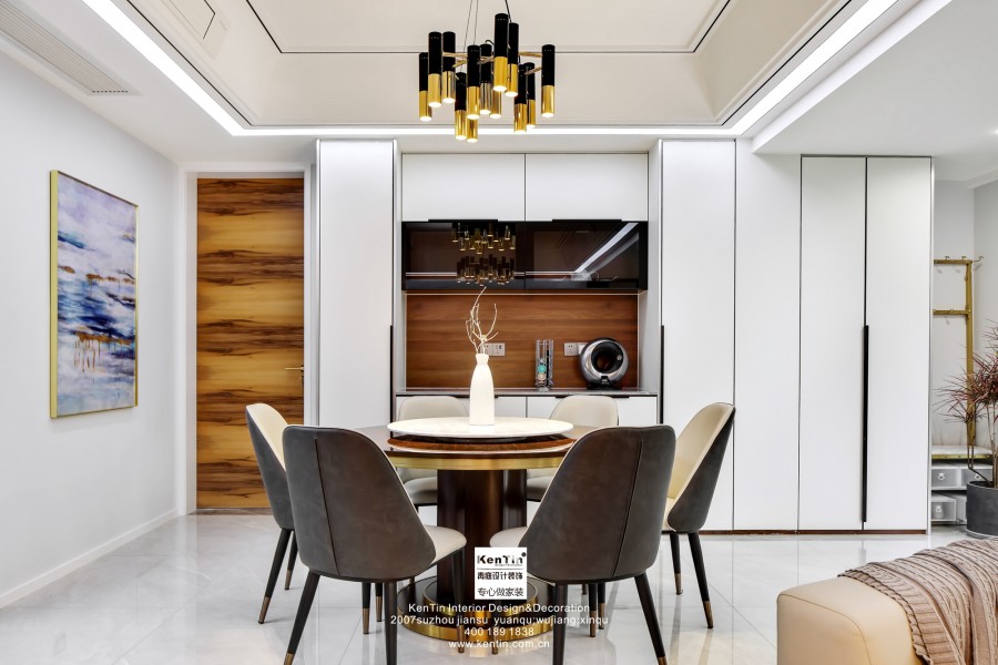 獅山原著現(xiàn)代簡約復(fù)式餐廳實景裝修案例