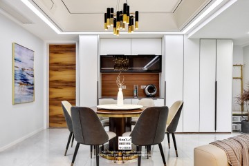 獅山原著現(xiàn)代簡約復(fù)式餐廳實景裝修案例