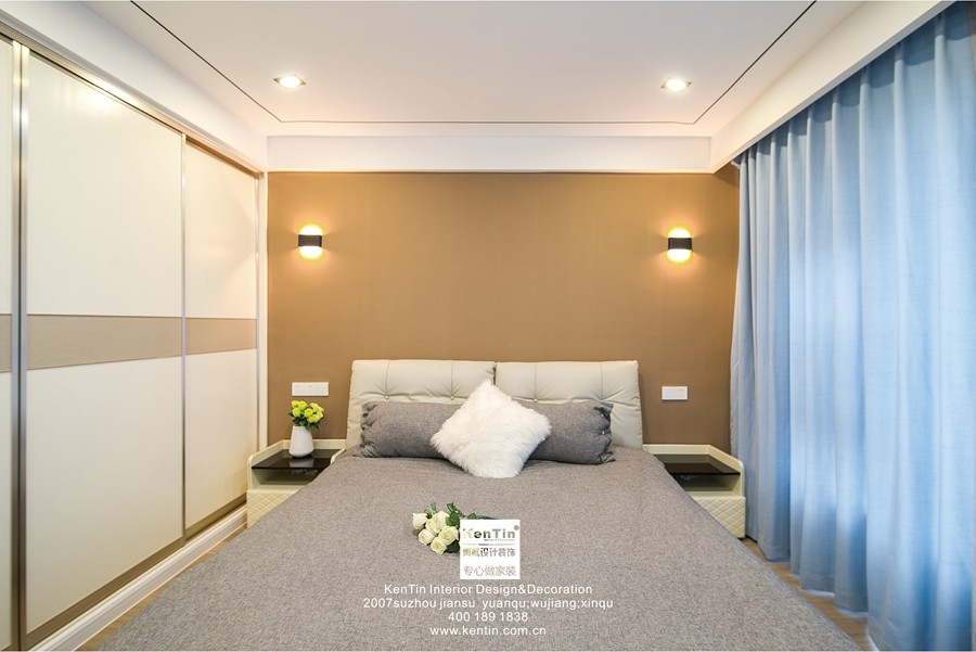 合景領峰現(xiàn)代簡約四居室臥室裝修實景案例