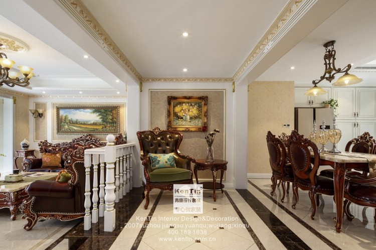 保利獨墅西岸歐式風格復式玄關(guān)裝修實景案例