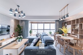 金輝尊域雅苑北歐風(fēng)格三居室客餐廳裝修實景案例