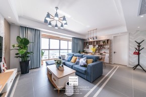 金輝尊域雅苑北歐風(fēng)格三居室客餐廳裝修實景案例