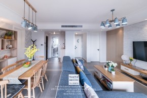 金輝尊域雅苑北歐風(fēng)格三居室客餐廳裝修實景案例