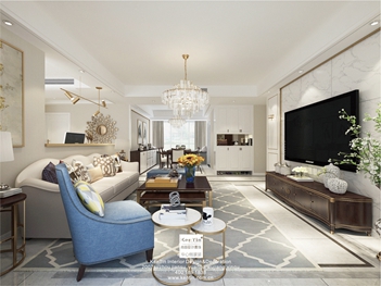 湖濱一號美式風(fēng)格四居室裝修實景案例