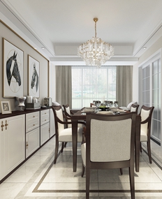 湖濱一號美式風(fēng)格四居室裝修實景案例