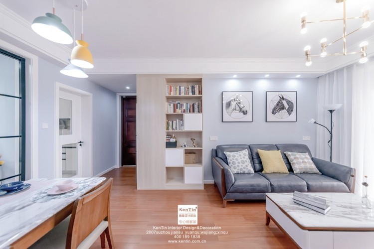 悅湖花園北歐風(fēng)格兩居室客餐裝修實景案例