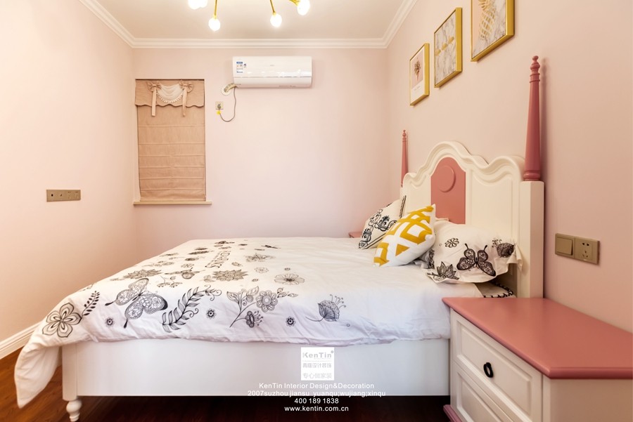 楓華紫園歐式輕奢風(fēng)格兩居室臥室裝修實景案例