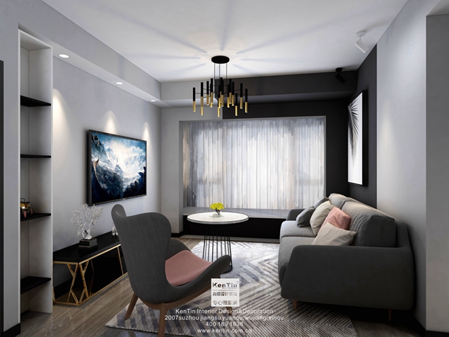 水漾花城現(xiàn)代風格三居室裝修效果圖