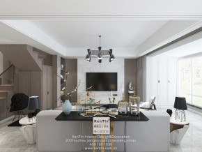 華潤金悅灣現(xiàn)代簡約風格復(fù)式客廳裝修效果圖