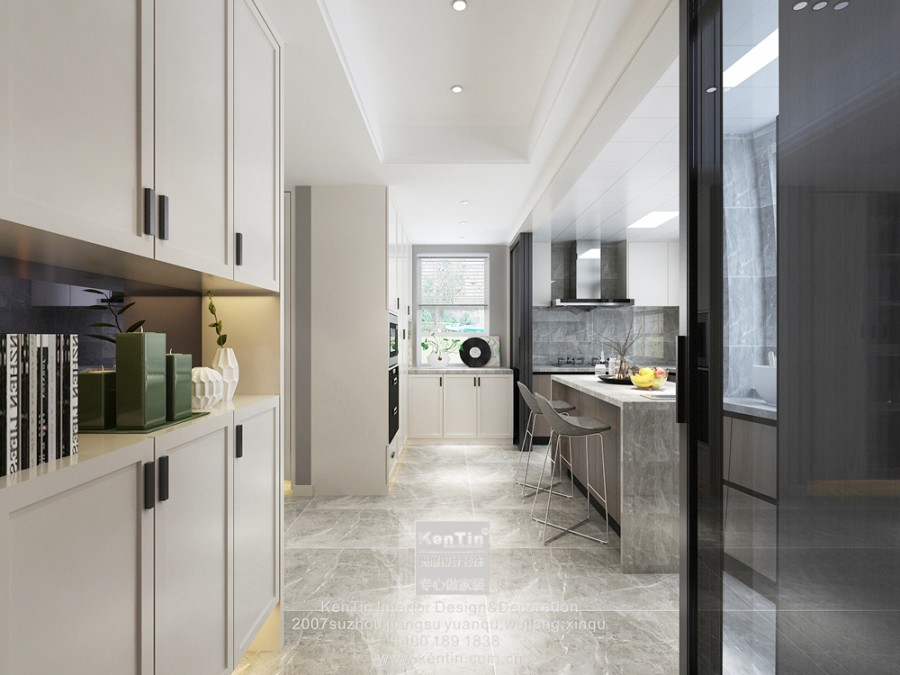 華潤金悅灣現(xiàn)代簡約風格復(fù)式廚房裝修效果圖