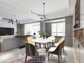 華潤金悅灣現(xiàn)代簡約風格復(fù)式餐廳裝修效果圖