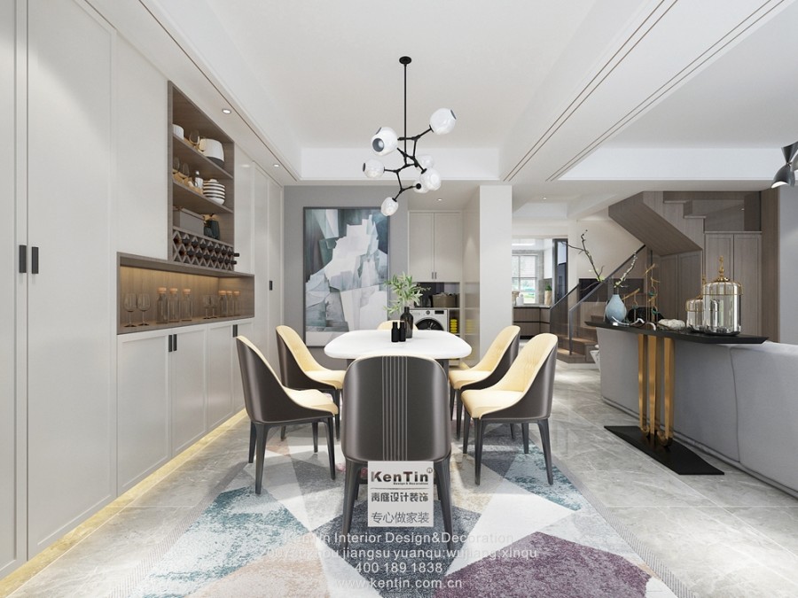 華潤金悅灣現(xiàn)代簡約風格復(fù)式餐廳裝修效果圖