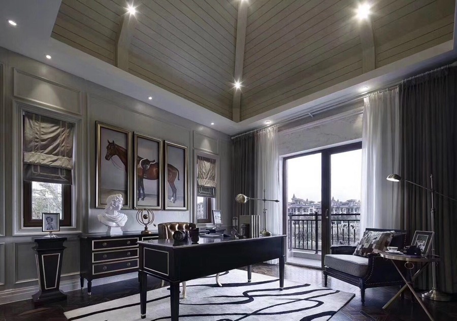 法式別墅書房裝修實(shí)景案例