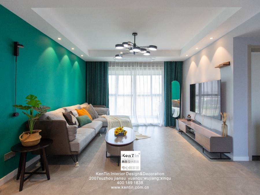 水漾花城北歐風(fēng)格三居室客廳裝修實(shí)景圖