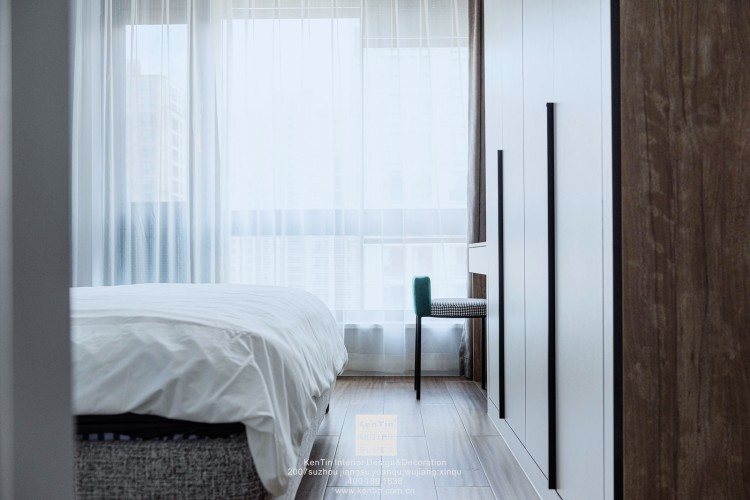 春江明月北歐風(fēng)格三居室臥室裝修實景圖