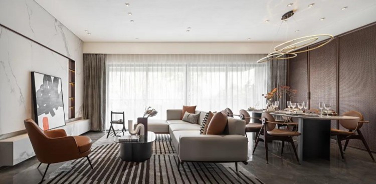 現(xiàn)代輕奢風格四居室客廳裝修效果圖