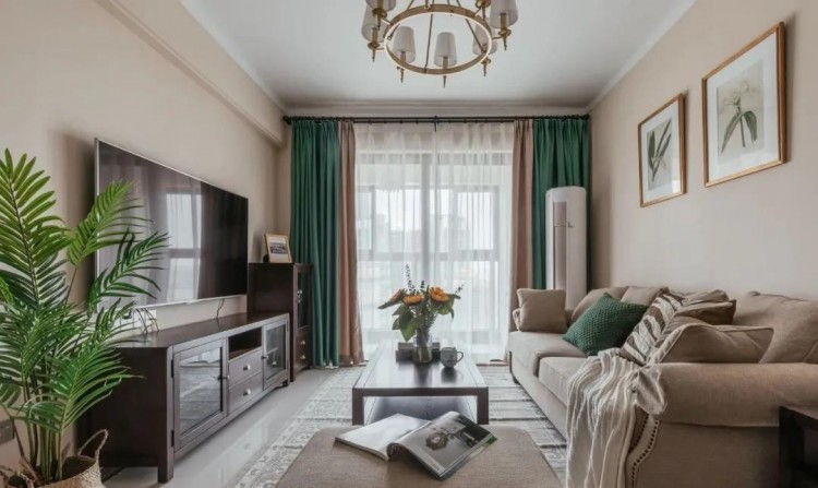 美式簡(jiǎn)約風(fēng)格三居室客廳裝修效果圖