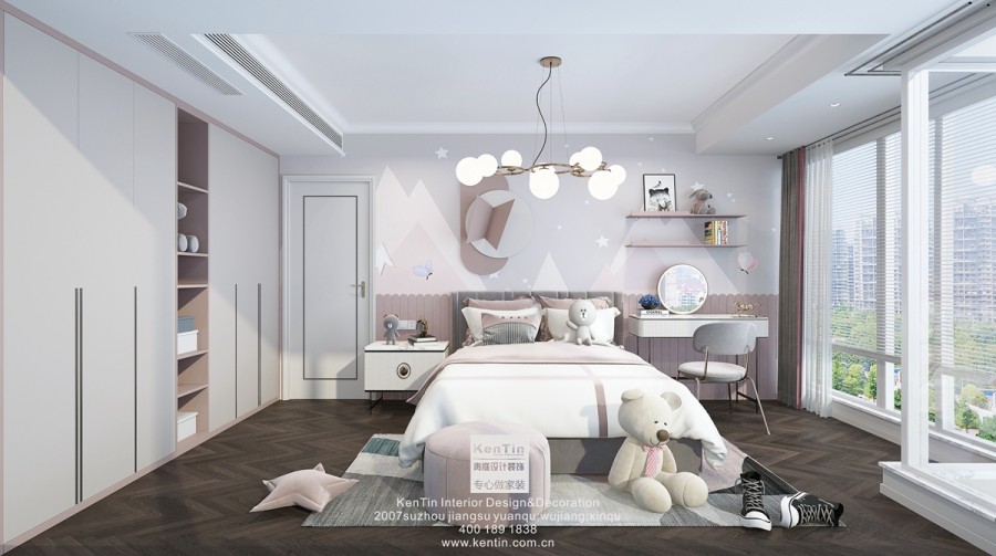 湖左岸現(xiàn)代極簡(jiǎn)風(fēng)格復(fù)式兒童房裝修效果圖