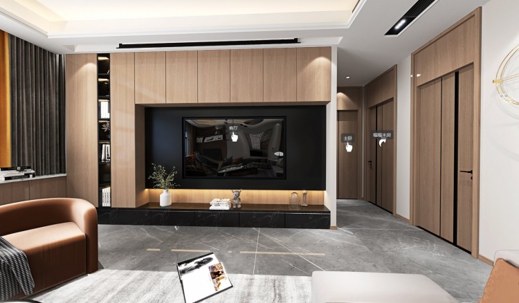 姑蘇上府現(xiàn)代簡約風格復(fù)式客廳裝修效果圖