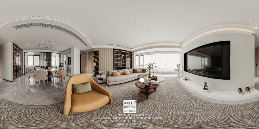 九龍倉翠樾庭現(xiàn)代簡約風格四居室客廳裝修效果圖