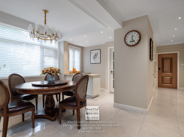 沁水朗庭美式風(fēng)格別墅裝修餐廳實景圖