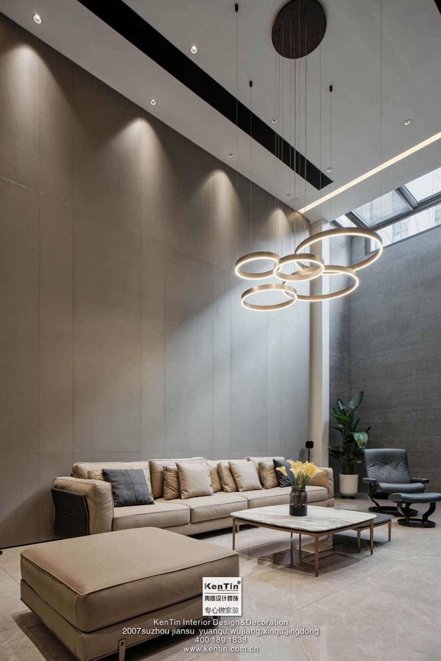 龍湖熙上現(xiàn)代簡約風格別墅客廳裝修實景圖