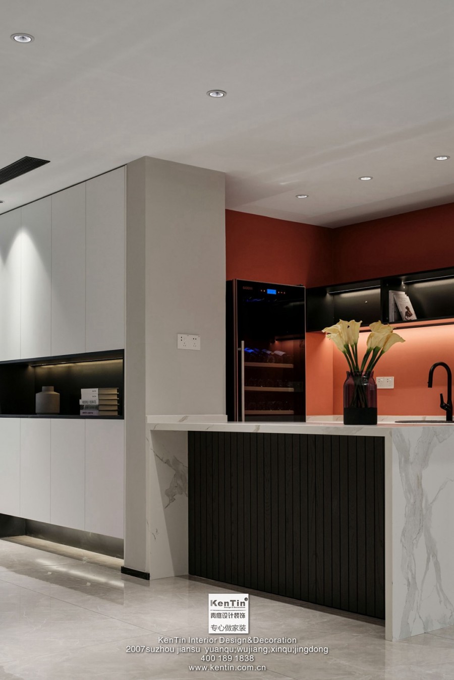 龍湖熙上現(xiàn)代簡約風格別墅廚房裝修實景圖