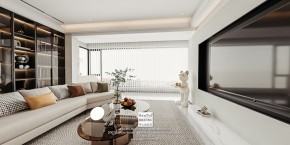 九龍倉翠樾庭現(xiàn)代簡約風格四居室客廳裝修效果圖