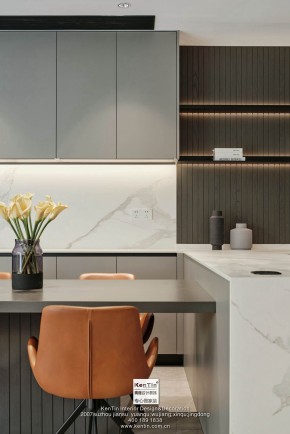 龍湖熙上現(xiàn)代簡約風格別墅廚房裝修實景圖