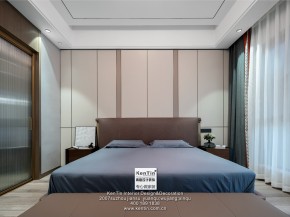 雅戈爾璞緹墅現(xiàn)代新中式風格臥室裝修實景圖