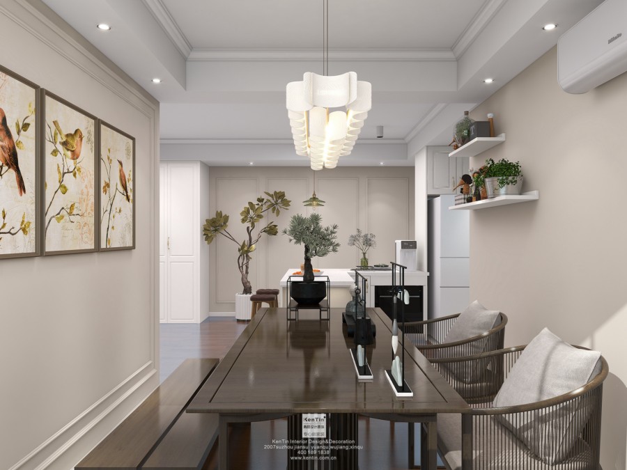 保利觀湖國際美式風(fēng)格兩居室餐廳裝修效果圖