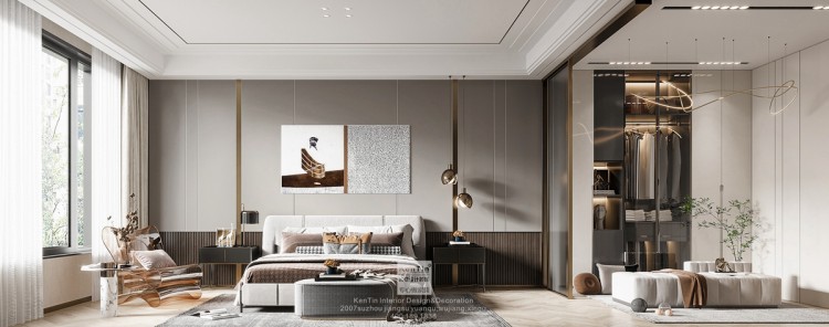 建發(fā)泱譽現代輕奢風格復式臥室裝修效果圖