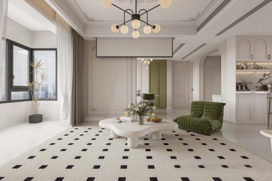 法式中古風(fēng)三居室陽臺(tái)裝修效果圖