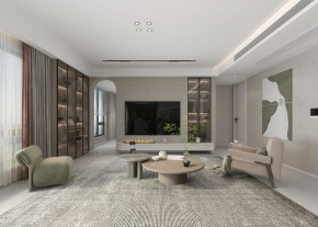 現(xiàn)代簡約侘寂風三居室客廳裝修效果圖