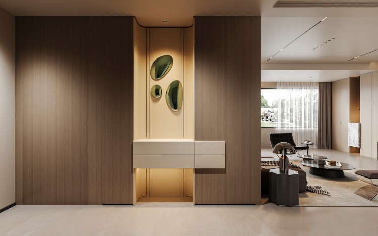 現代簡約三居室玄關裝修效果圖