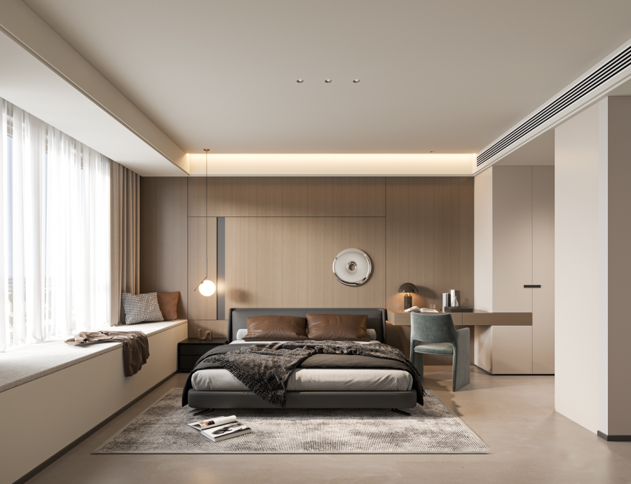 現(xiàn)代簡(jiǎn)約三居室臥室裝修效果圖