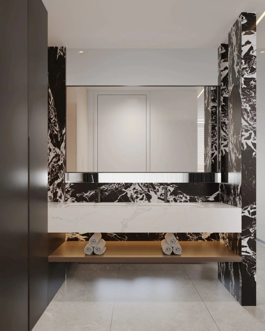 現(xiàn)代簡(jiǎn)約大平層三居室衛(wèi)生間1裝修效果圖