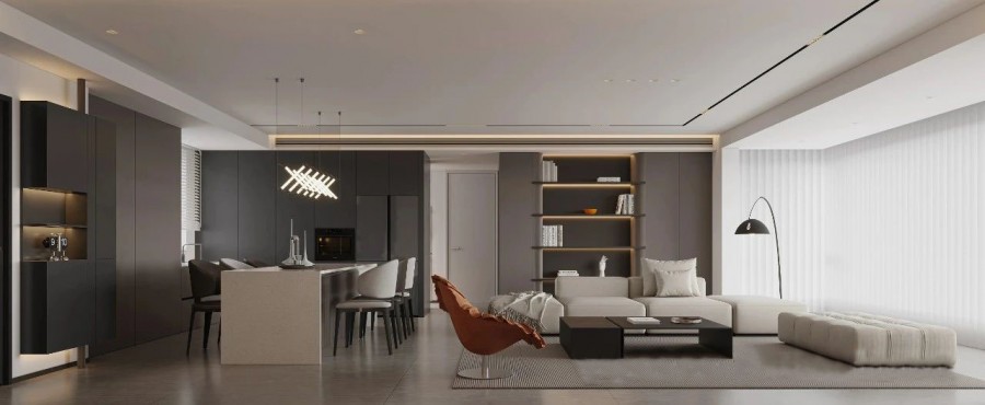 現(xiàn)代簡(jiǎn)約大平層三居室裝修效果圖