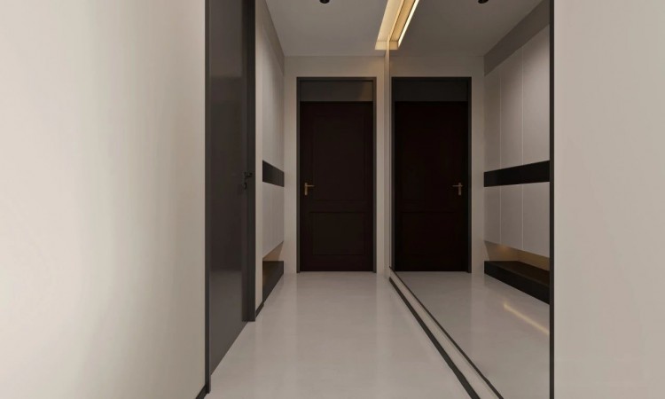 現代極簡三居室玄關裝修效果圖