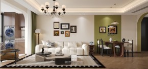 紫珺蘭園法式復(fù)古三居室客廳裝修效果圖