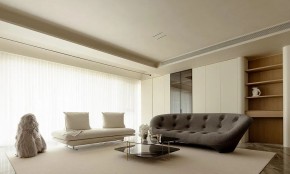 極簡(jiǎn)原木風(fēng)三居室客廳裝修效果圖_副本