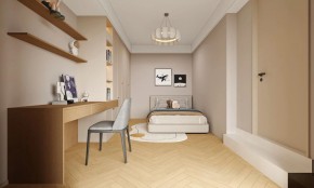 原木奶油風三居室兒童房1裝修效果圖